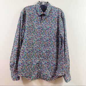 Bugatchi UOMO Multi-Color Plus Pattern Button Down Long Sleeve Shirt